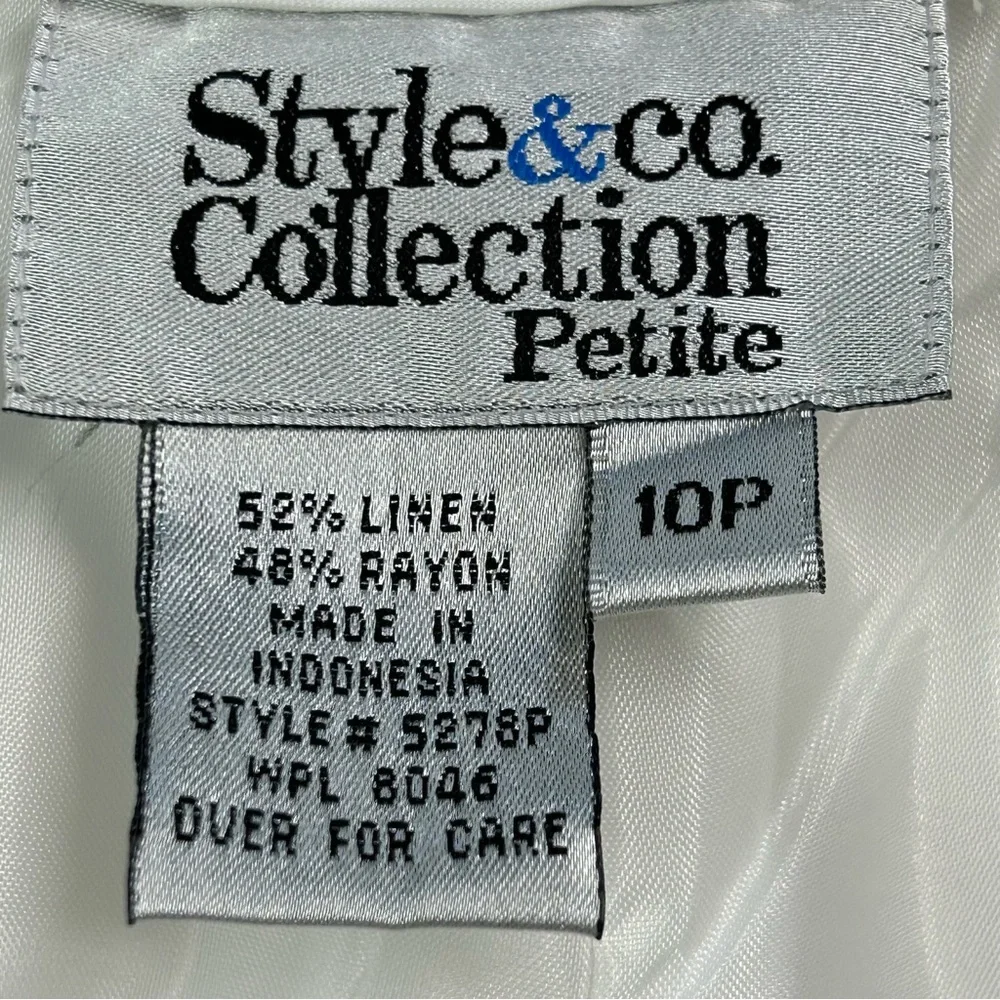 Style & Co Womens Linen Blend Trouser Pants Petite Sz 10PHigh Rise‎ Lined White